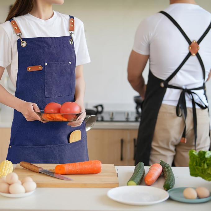 Aoomzoon Canvas Aprons for Men Chef Apron, Work Apron - 16oz Heavy Duty Cross - Image 7