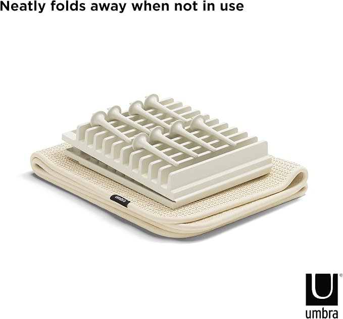 Umbra Udry Dish Rack with Movable Pegs and Microfiber Drying Mat – Space-Saving - Image 7