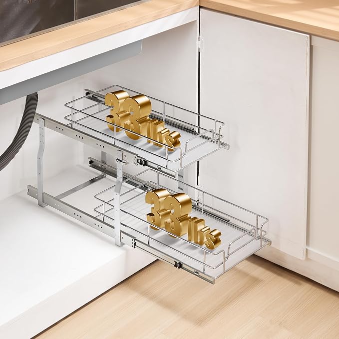 VEVOR Pull Out Cabinet Organizer, Chrome-Plated Steel Roll Out Drawers - Image 8