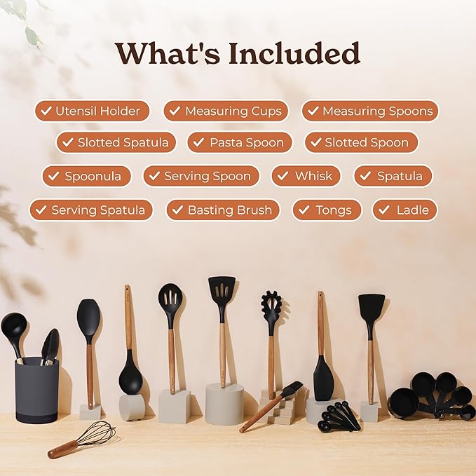 SMIRLY Kitchen Utensils Set – 22-Piece Silicone Cooking Utensils Set, Spatula - Image 2