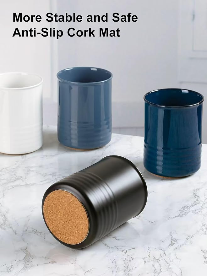 ABRUTY Utensil Holder, 6.7" Ceramic Kitchen Utensil Crock - Image 3