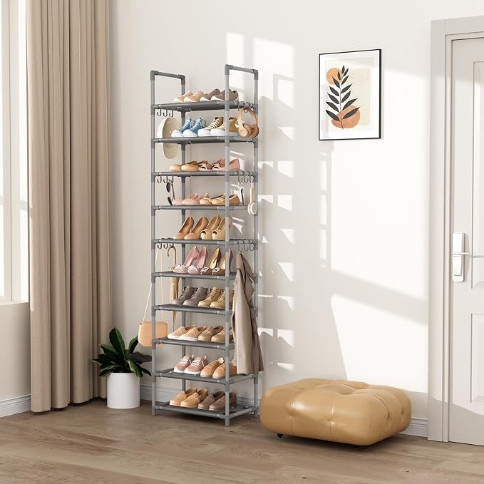 VTRIN 10 Tiers Tall Shoe Rack Holds 20-25 Pairs of Shoes Sturdy Vertical Shoe - Image 7