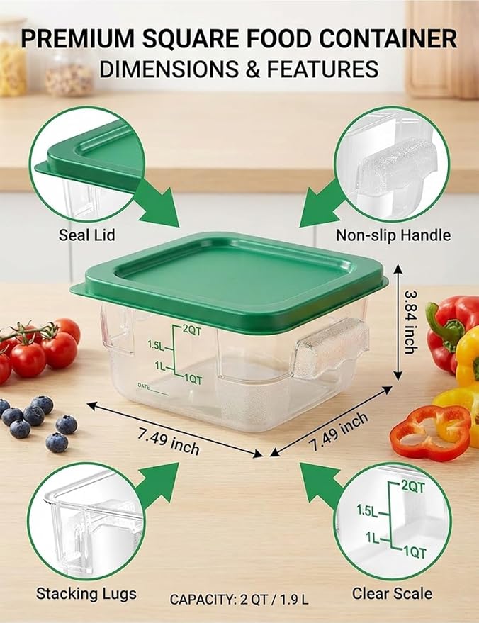4 Pack 2QT Food Storage Containers - Image 3