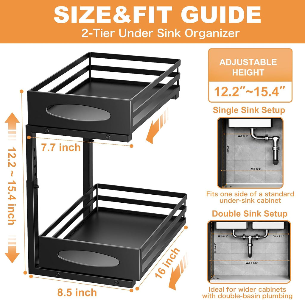 Under Sink Organizer, 2 Tier Under Sink Organizers and Storage