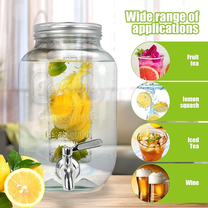 DD&HAPP Glass Drink Dispensers For Parties.1.2 Gallon Beverage Dispensers - Image 6