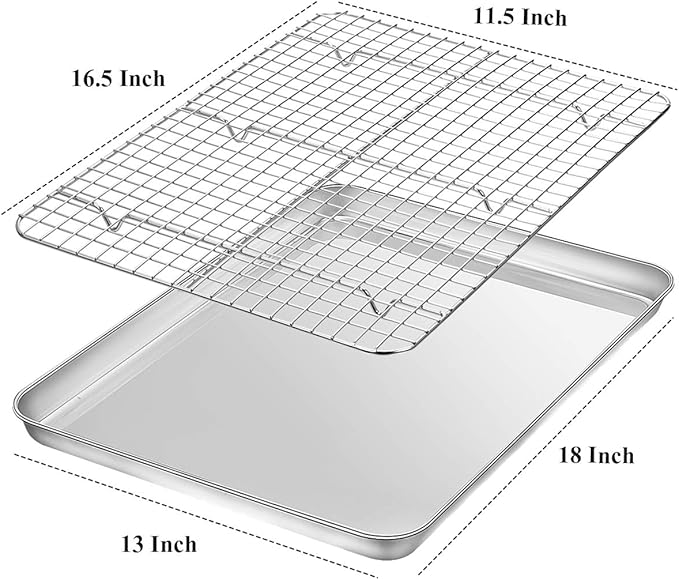 Baking Sheet with Rack Set, Wildone Stainless Steel Cookie Sheet Baking Pan - Image 2