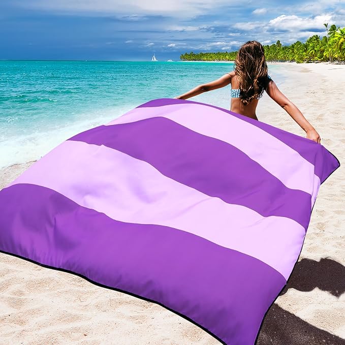 WIWIGO Beach Blanket Waterproof Sandproof Beach Mat 79" X 83"/10'x9'for 2-8 - Image 6