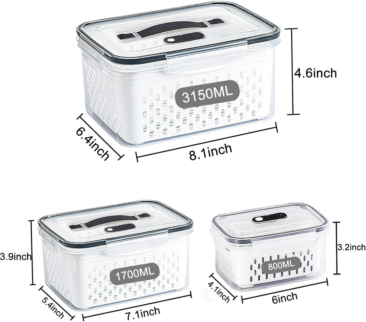Fruit Storage Containers for Fridge with vent holes and
