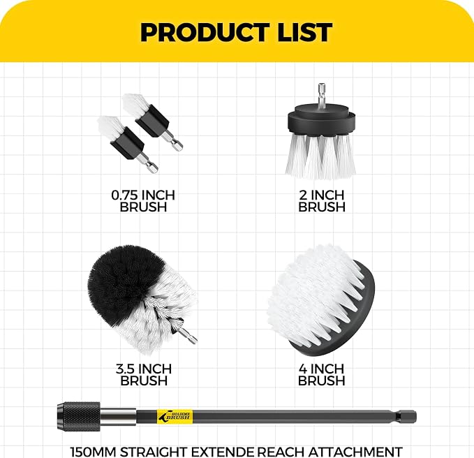 Holikme 6Pack Drill Brush Power Scrubber Cleaning Brush Extended Long - Image 7
