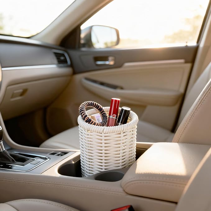 Rattan Jars, Car Storage Box, 4.13" x 4.92" Bathroom Essentials Accessories - Image 5