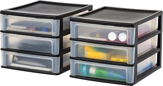 IRIS USA Plastic Stacking Desk Top 3-Drawer Storage Organizer, by IRISUSA