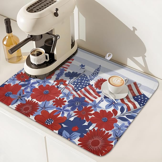Patriotic Floral Dish Drying Mat - Image 7
