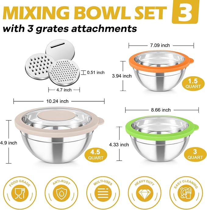 TeamFar Mixing Bowls, For Kitchen Mixing/Baking/Storing/Prepping, Visible & - Image 2