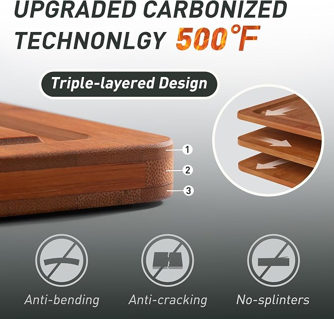 3 Packs Bamboo Cutting Board Set - Image 3