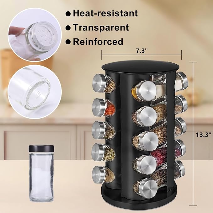 EBIZ&TECH 20-Jar Stainless Steel Rotating Spice Rack - Image 2