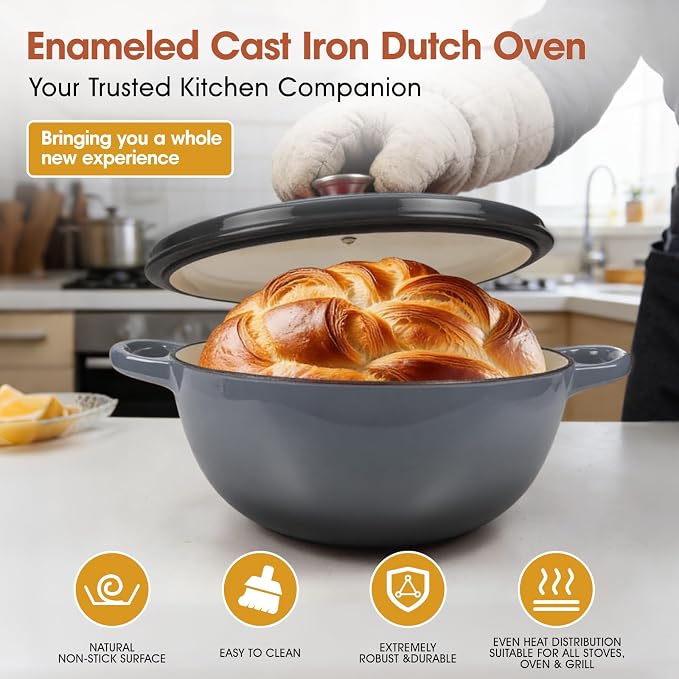 5QT Enameled Cast Iron Dutch Oven - Image 7