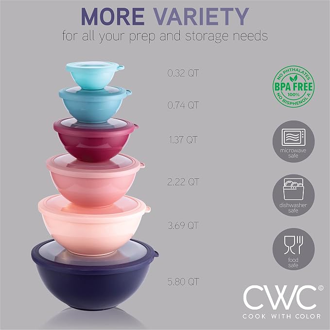 COOK WITH COLOR Mixing Bowls with TPR Lids - Image 4