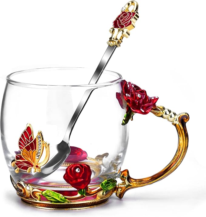 OEAGO Gifts for Mom Women Mothers Day Valentines Day Gifts Glass Coffee Enamels by OEAGO