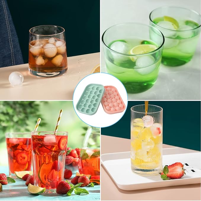 Ice Cube Tray, 2 Pack Flexible Silicone 22 Ice Balls Maker - Image 6