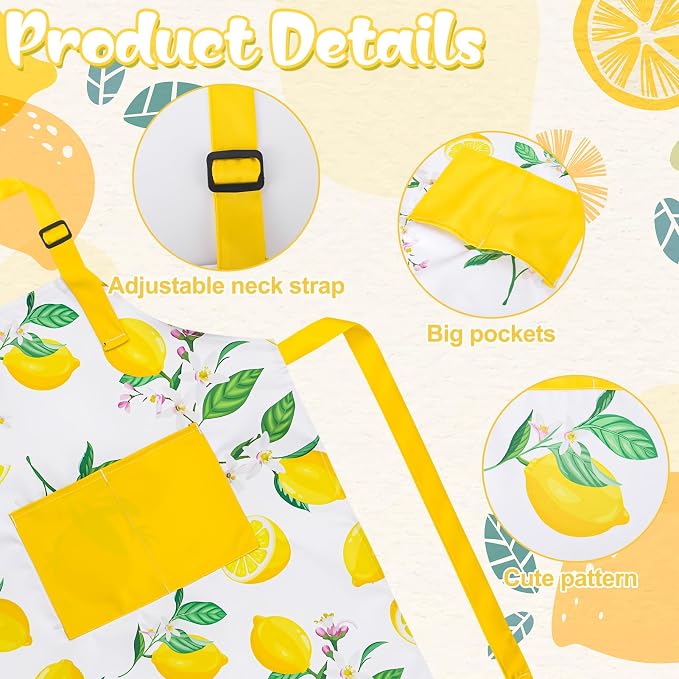 2 Pack Kids Apron, Cute Cooking Aprons, Waterproof Art Apron - Image 3