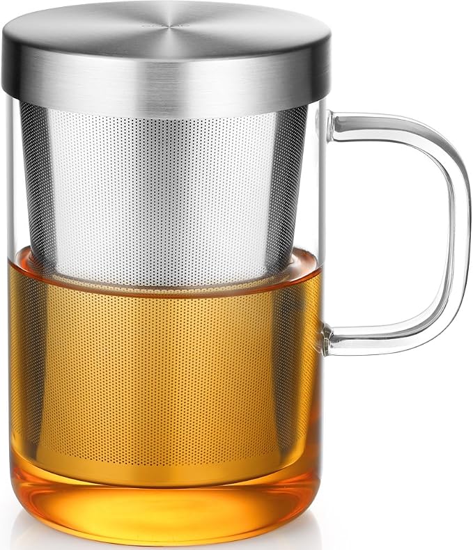 ecooe 16.9 Oz Borosilicate Glass Tea Mug Cup Tea Glasses by ecooe