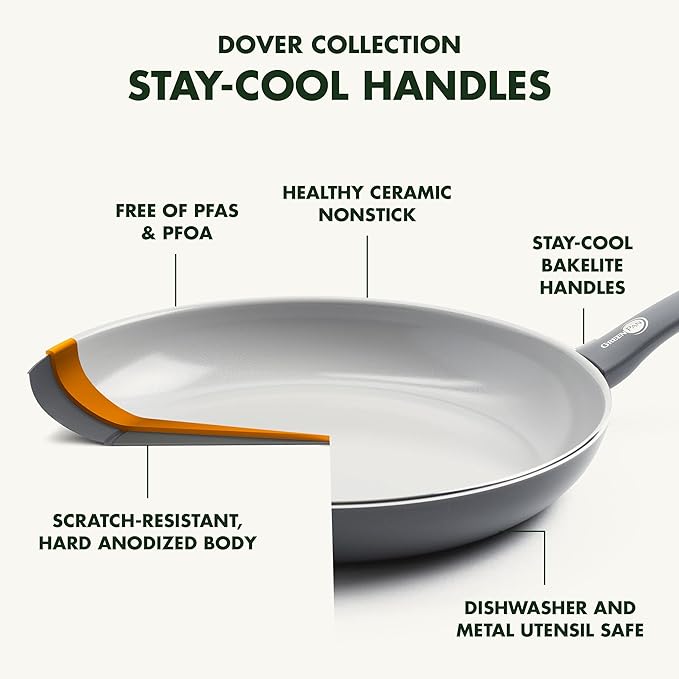 GreenPan Dover Healthy Ceramic Nonstick, Dishwasher Safe, Comfort Grip Handle - Image 3