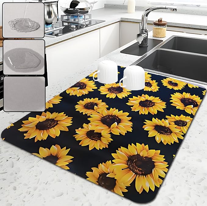 Dish Drying Mat Foldable Fall Kitchen Drying Mat Absorbent Sink Mat by ruhuayoupin