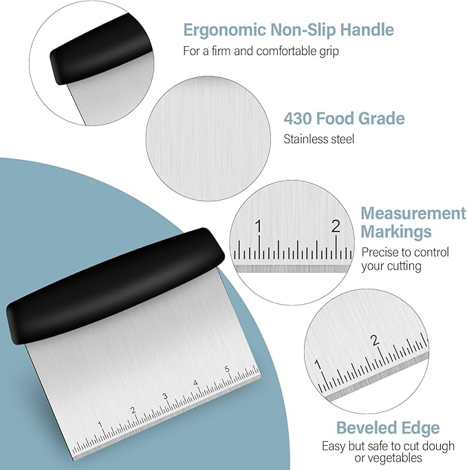 Ecavria Bench Scraper, Premium Stainless Steel Dough Scraper - Image 5