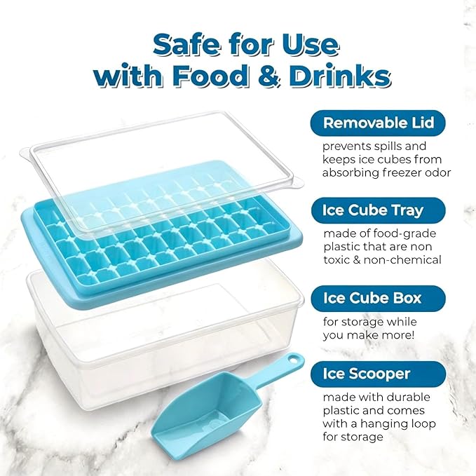 2Pack Ice Cube Tray with Lid and Bin - Image 2