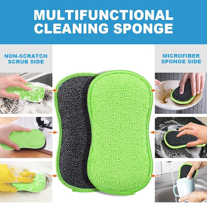 HOMEXCEL 12 Pack Multi-Purpose Scrub Sponges Kitchen Dish Sponge Non-Scratch - Image 4