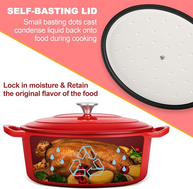 E-far 5QT Oval Dutch Oven Pot - Image 6