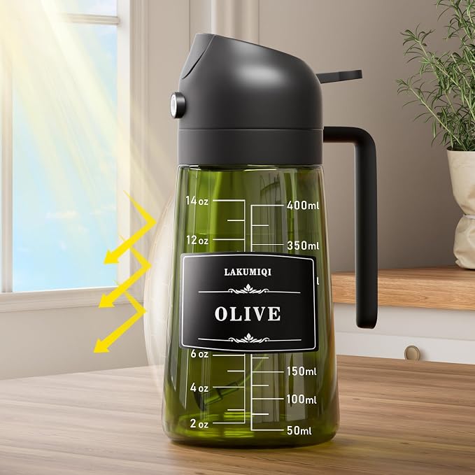 LAKUMIQI 2 in 1 Oil Sprayer for Cooking, 16oz Olive Oil Dispenser Bottle for - Image 3