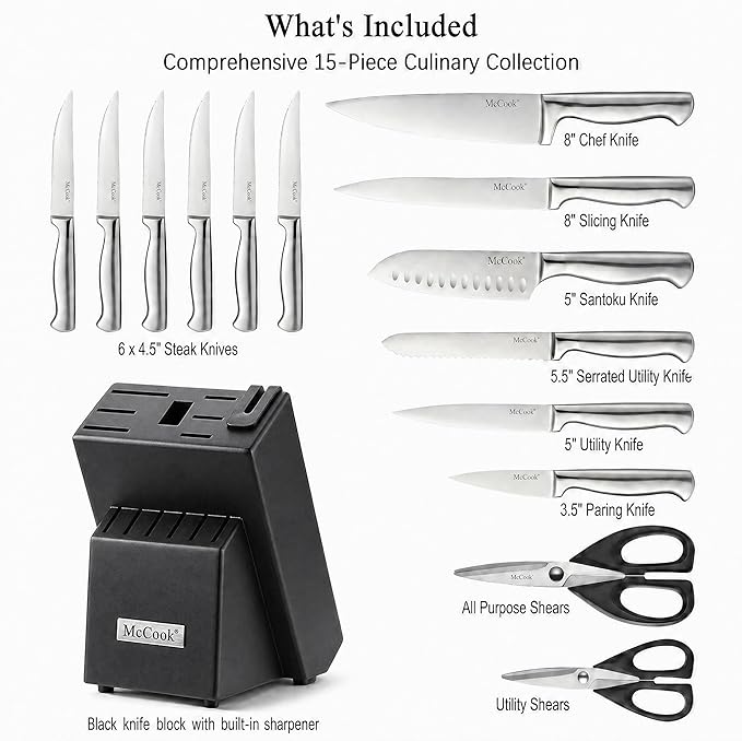 McCook® Knife Sets, German Stainless Steel Knife Block Sets - Image 3