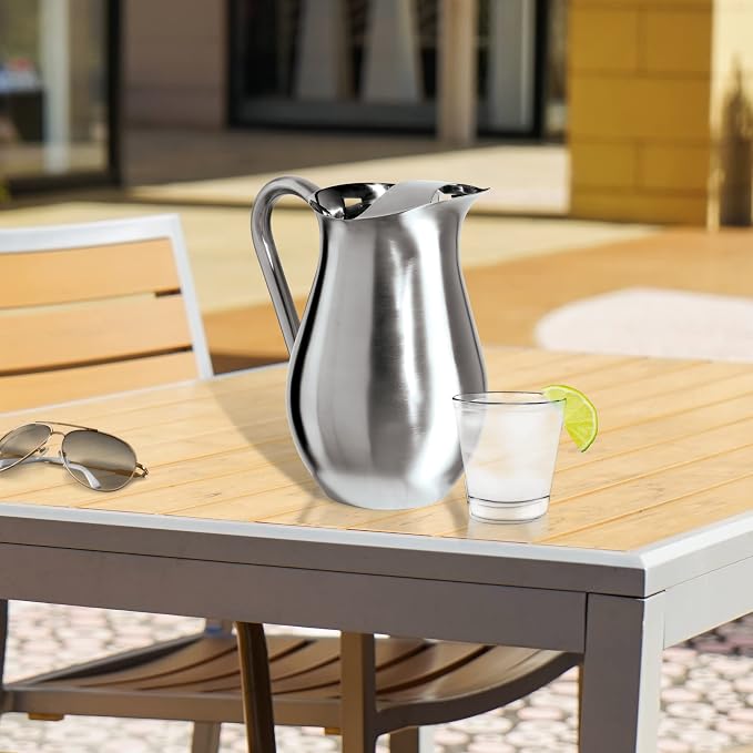 OGGI Stainless Steel Pitcher- Stainless Steel Water w/Ice Guard, Water Carafe - Image 2