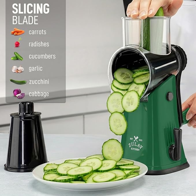 Zulay Kitchen Rotary Cheese Grater 5 Blade Cheese Shredder - Image 5