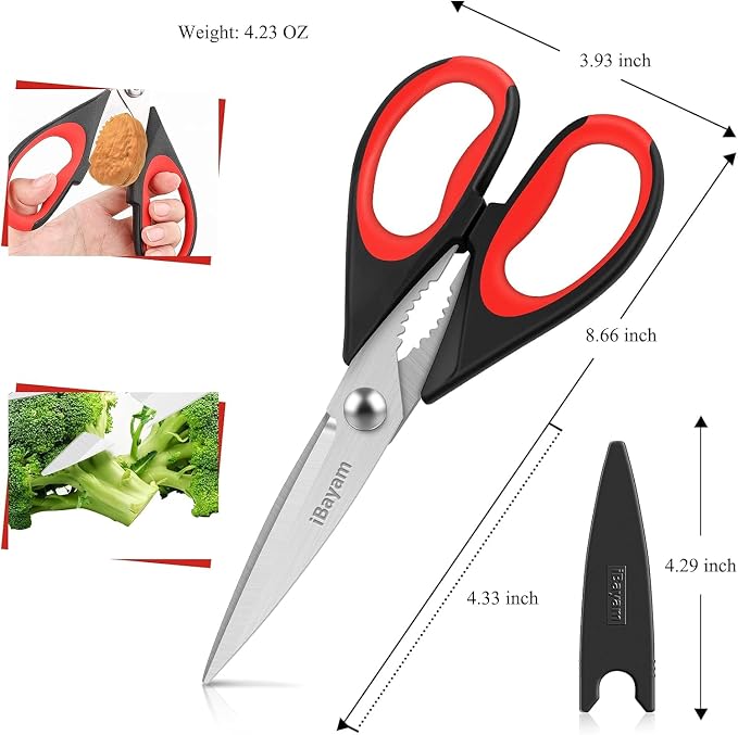 iBayam 3-Pack 8.5"Kitchen Scissors All Purpose Heavy Duty - Image 2