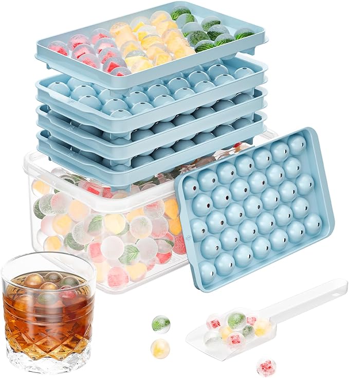 Optish 3 Pack Ice Trays for Freezer, Round Ice Cube Mold, Circle Ice Maker for by Optish