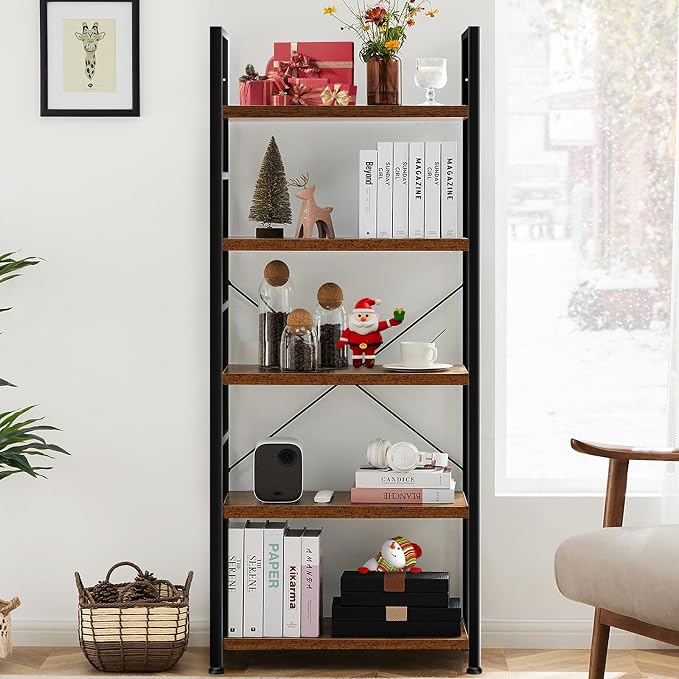 DUMOS 5 Tiers Bookshelf, Classical Modern Book Shelf, Tall Display Shelves in - Image 2