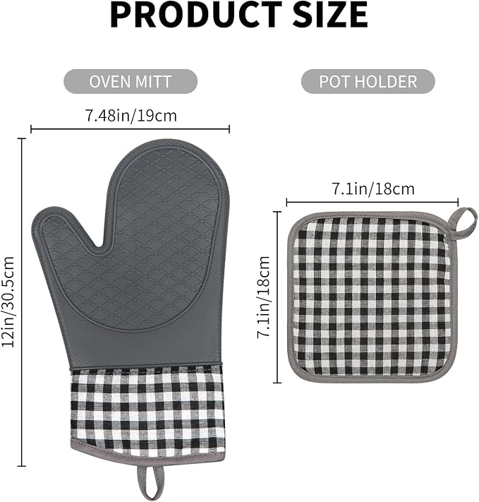 Tifanso Plaid Oven Mitts and Pot Holders 4-Piece Set, Oven Mitts Gloves Heat - Image 2