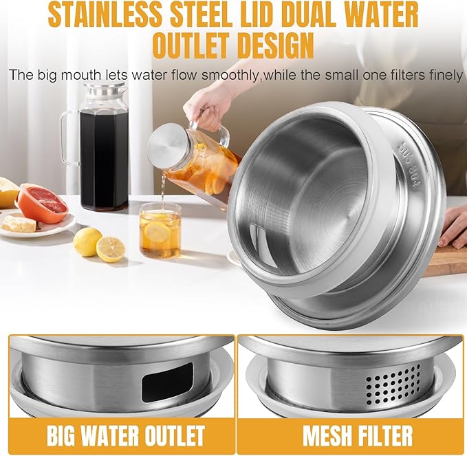 2 Pack 2 Liters/68 oz Octagon Glass Water Pitcher - Image 4