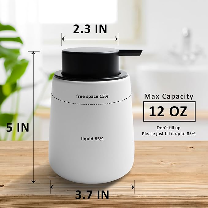 Soap Dispenser Ceramic with Easy-to-Press Pump Hand Lotion Liquid Dispenser - Image 7