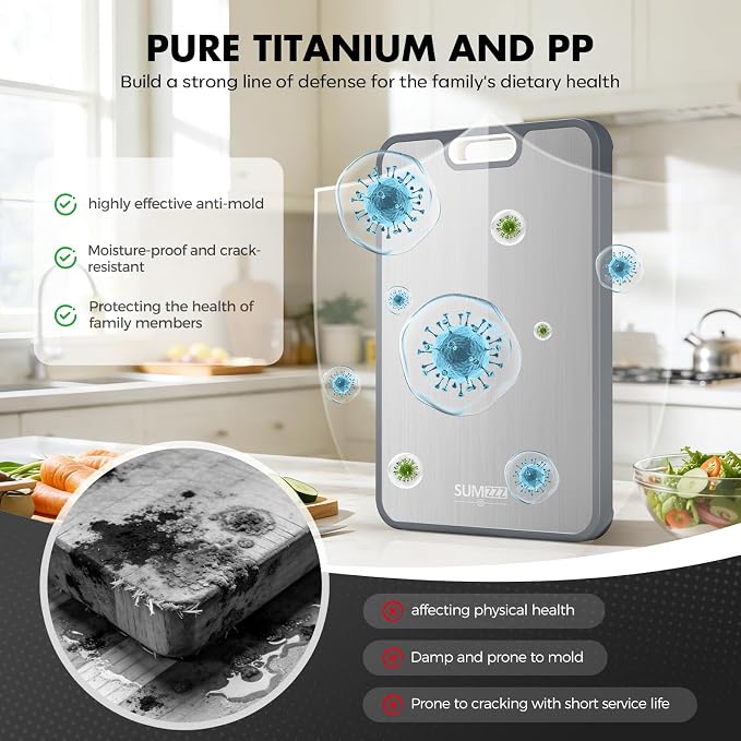 Sumzzz Titanium Cutting Board for Kitchen, Cutting Board Double Sided Food Grade - Image 3