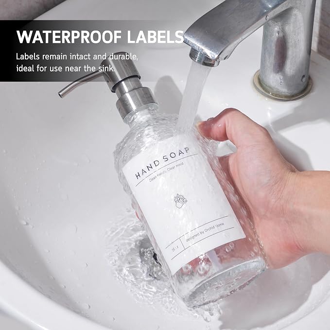 Kitchen Soap Dispenser Set - 16OZ Clear Glass Bottle - Image 3
