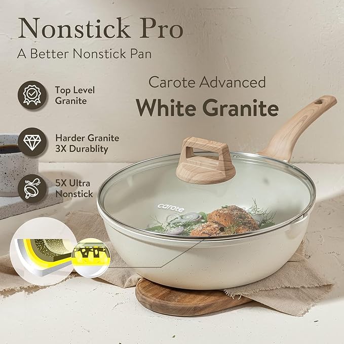 CAROTE 12Inch Nonstick Deep Frying Pan - Image 7