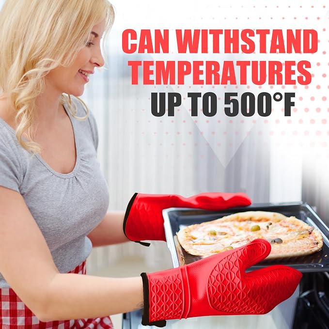 Silicone Oven Mitts, Heat Resistant 2PCS Oven Mitts - Image 7