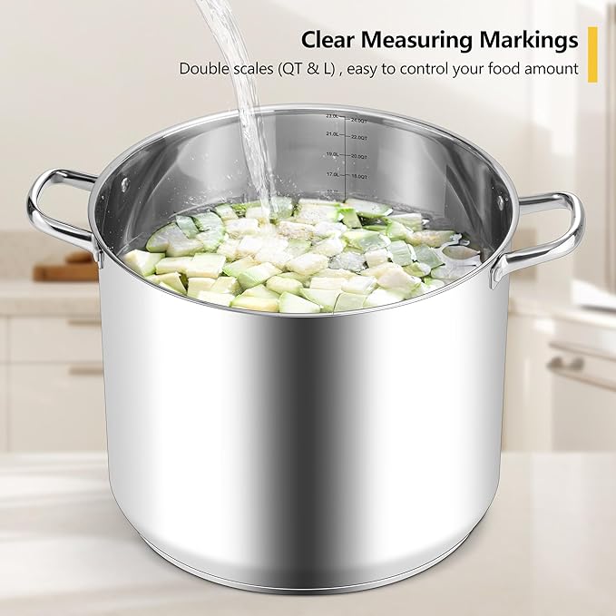 Stainless Steel Stock Pot, Homikit 24 Quart Large Stockpot Soup Pot - Image 4