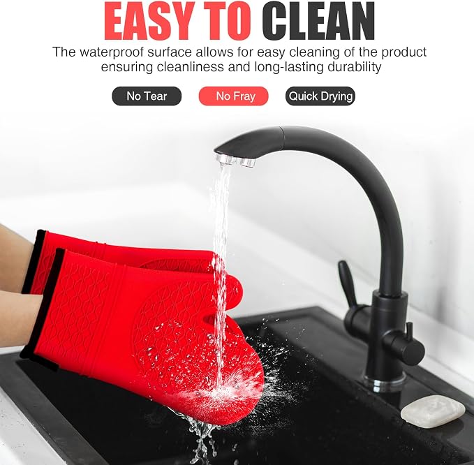 Silicone Oven Mitts, Heat Resistant 2PCS Oven Mitts - Image 6