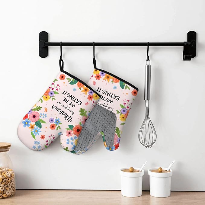 Funny Oven Mitts & Pot Holder Set, Heat Resistant Silicone Oven Mitts, Humorous - Image 6