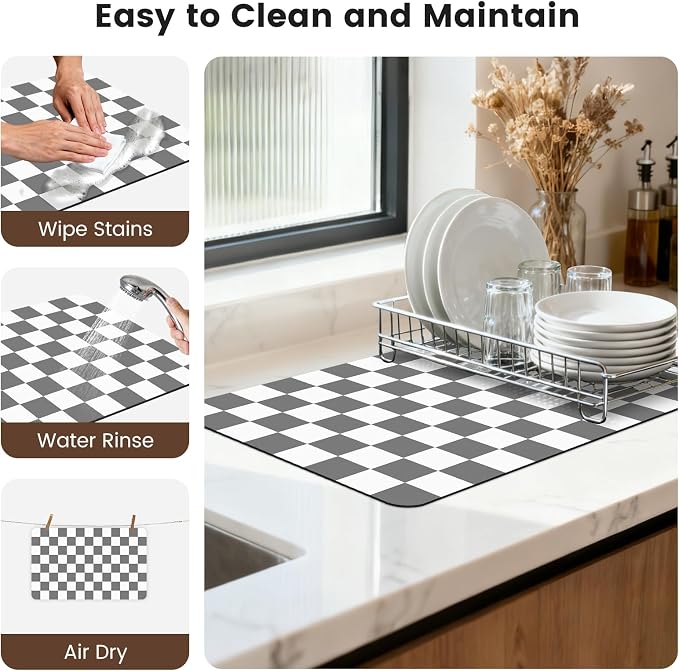 16" x 24" Checkered Dish Drying Mat - Image 7