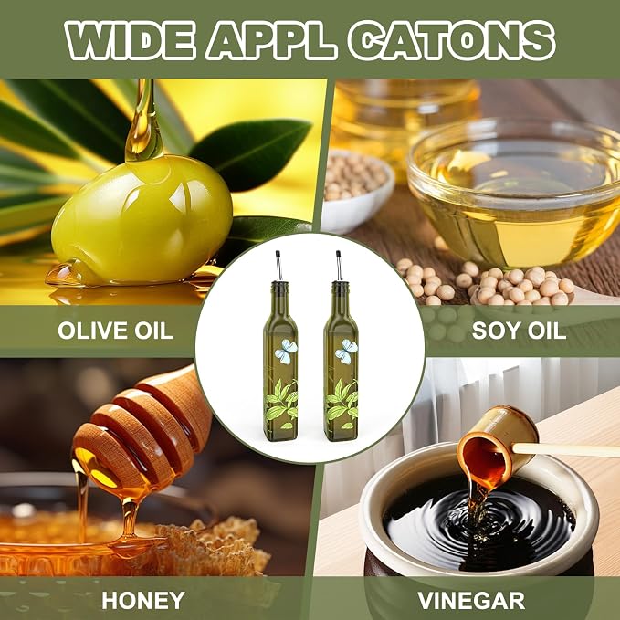 COOLMI Oil and Vinegar Dispenser Set - 17oz/500ML Premium Glass Olive Oil - Image 7